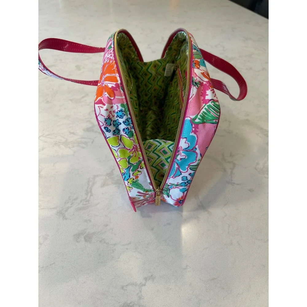 Lilly Pulitzer for Target Floral Makeup Bag Pink Trim Cosmetic Case Travel Bag